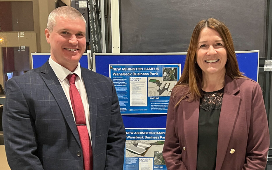 Northumberland College principal Gary Potts and Education Partnership North East CEO Ellen Thinnisen at the public consultation event or Ashington Campus.