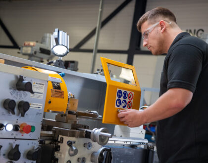 An engineer student at Northumberland College working with equiptment