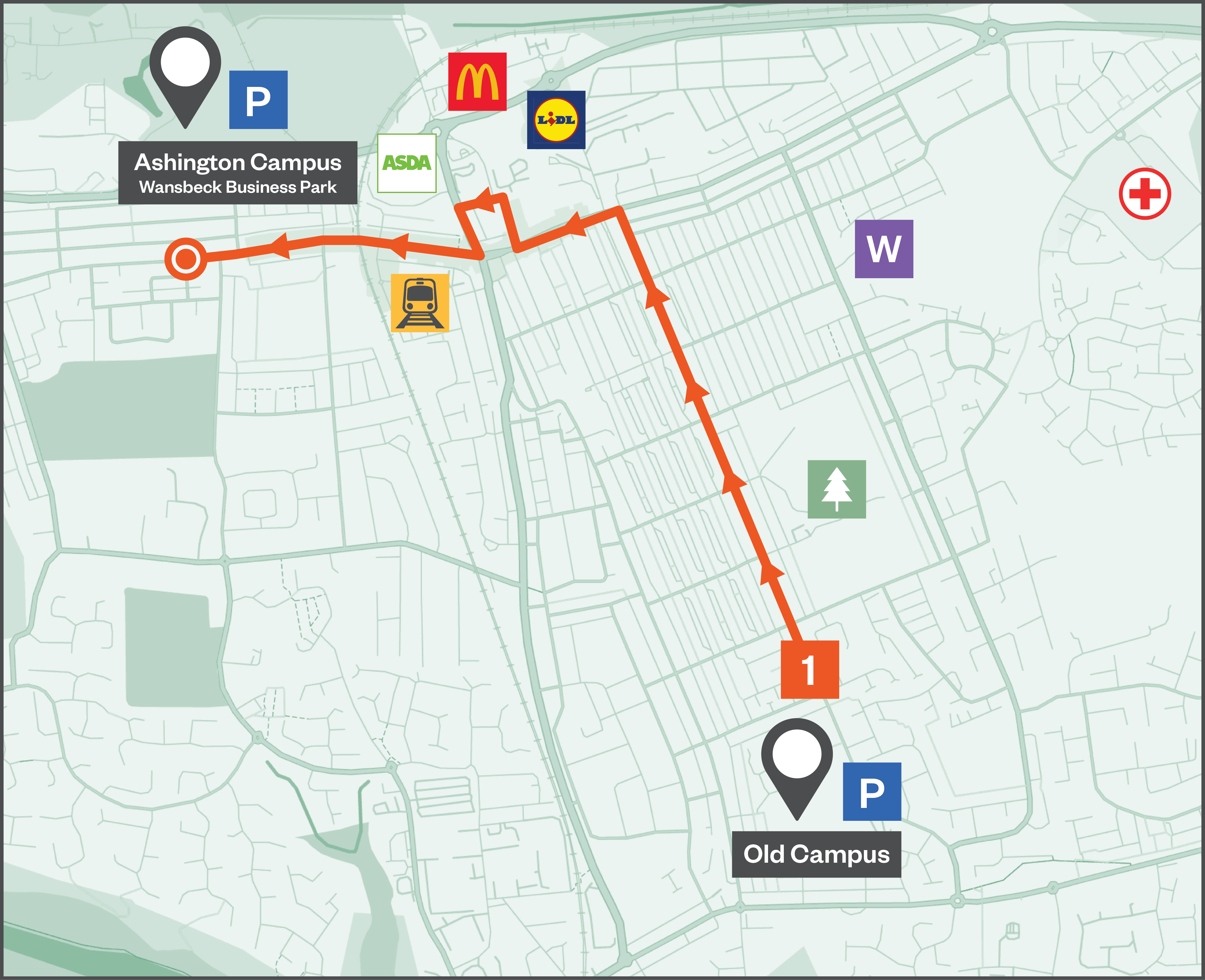 Travelling To Ashington Map